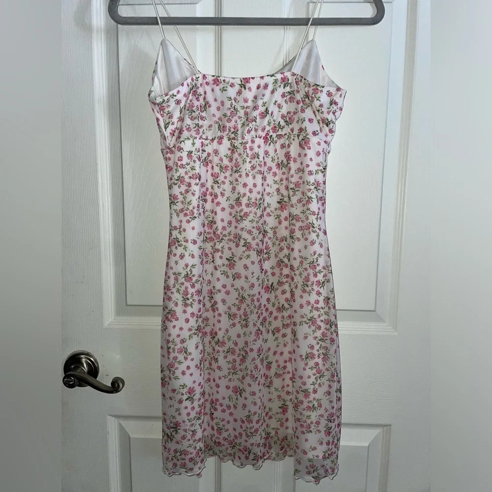 No Comment Y2K Floral Pink Floral Spaghetti Strap Dress Large